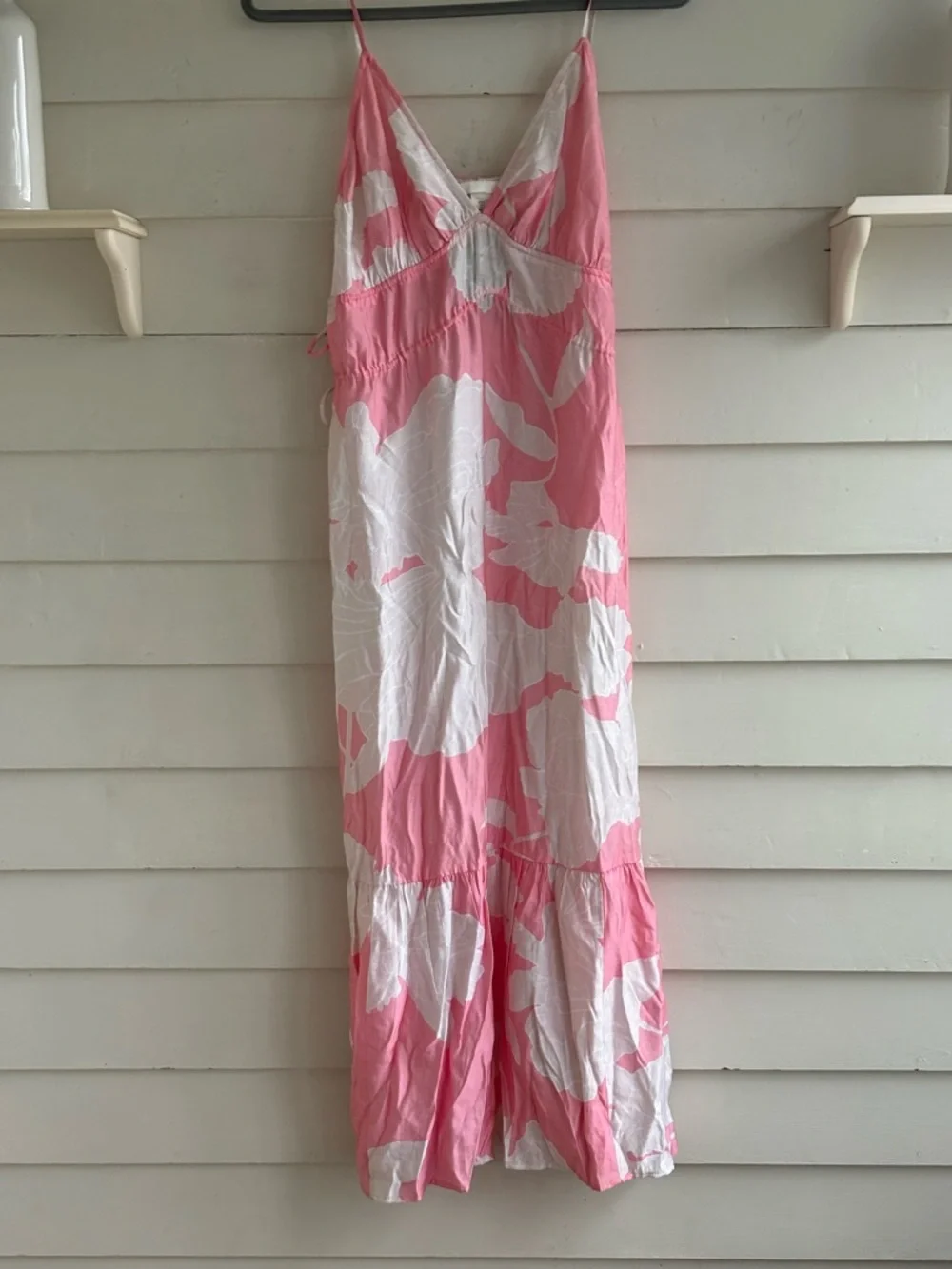H&M Pink and White Floral Sleeveless Maxi Dress Size Small New With Tag - Picture 2 of 13